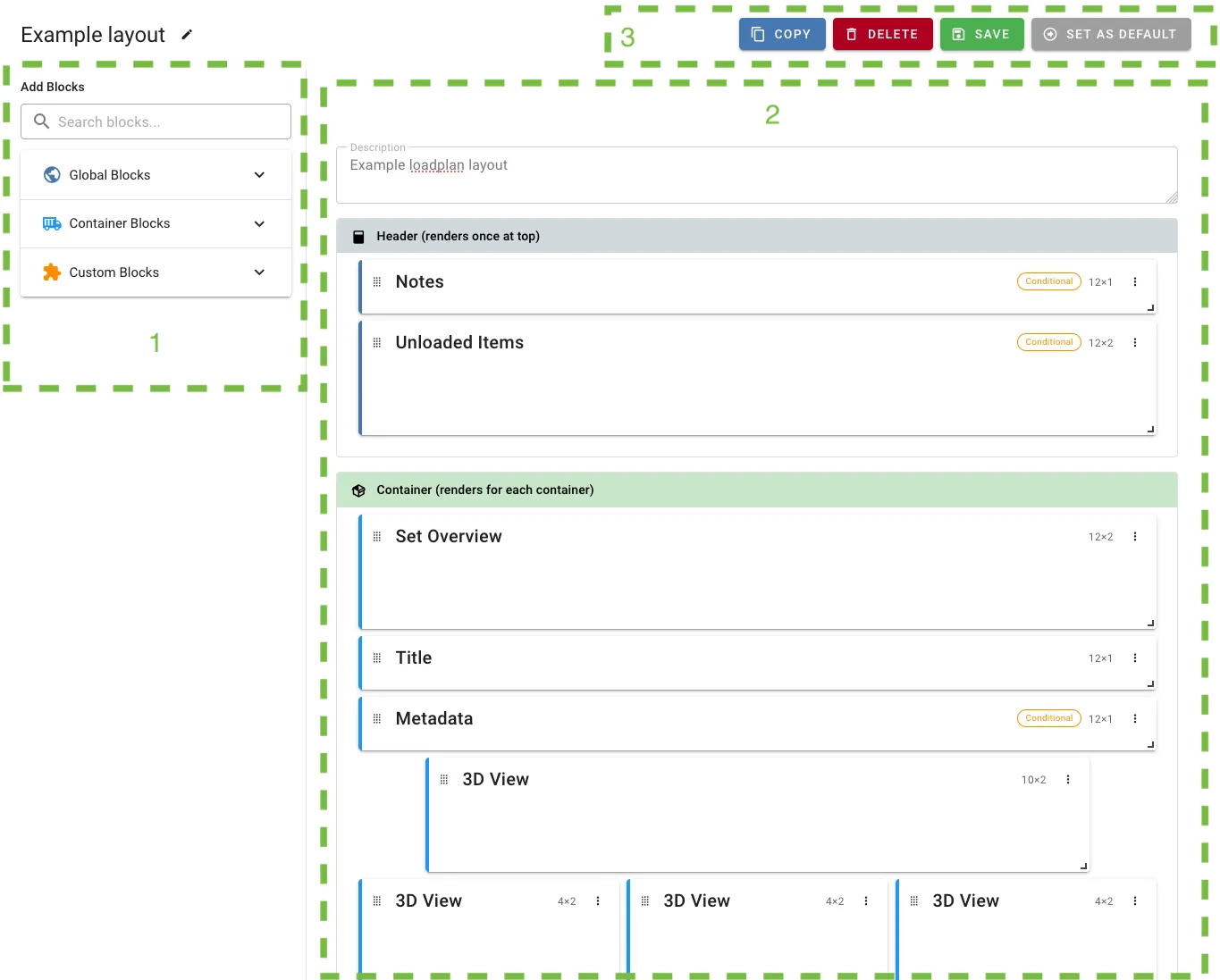 Layout builder interface breakdown