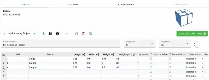 Moving cargoes between dates
