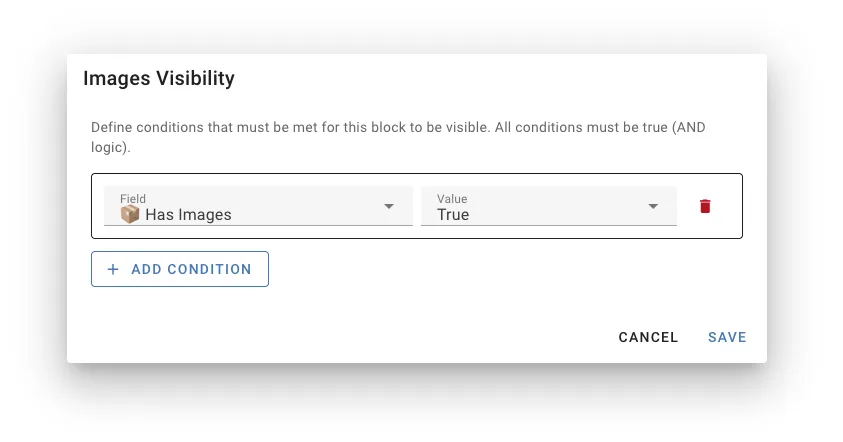 Visibility conditions interface